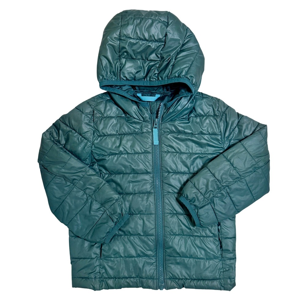 Primary Lightweight Puffer Jacket Kids Size 4 Spruce Green Hooded